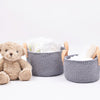 

Ribbon baskets with leather straps in 3 sizes
4