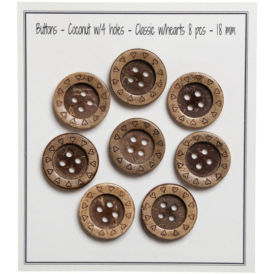 Coconut Buttons - Hearts - Go Handmade
