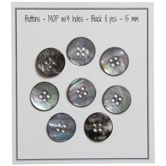 Buttons - Mother-of-pearl - Black - Go Handmade