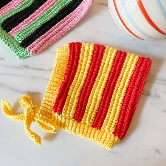 

Candy Stripes - Baby bonnet
1
