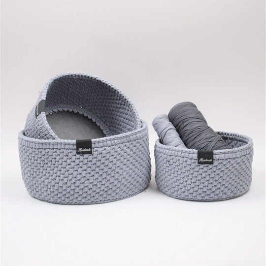 Ribbon Basket with round leather base – Classic
